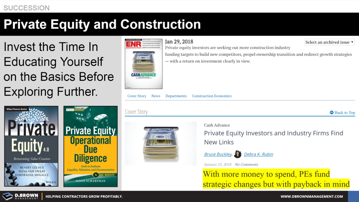 Succession. Private Equity and Construction. 