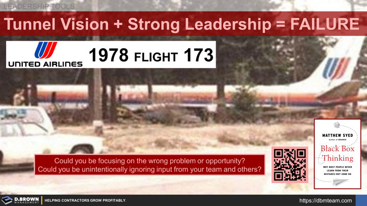 Leadership Tools: Tunnel Vision and Strong Leadership equals Failure. Example: The 1978 United Flight 173.