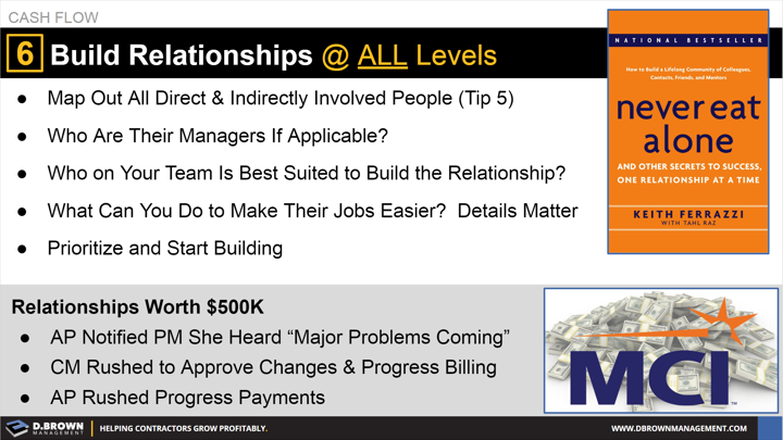 Cash Flow: Tip 6 Build Relationships at All Levels
