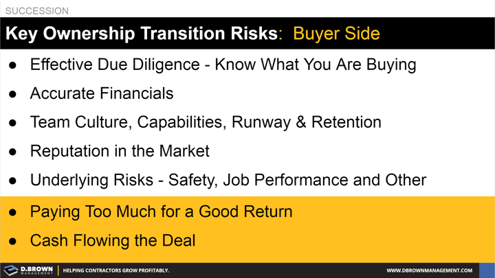 Succession: Key Ownership Transition Risks the Buyers Side.