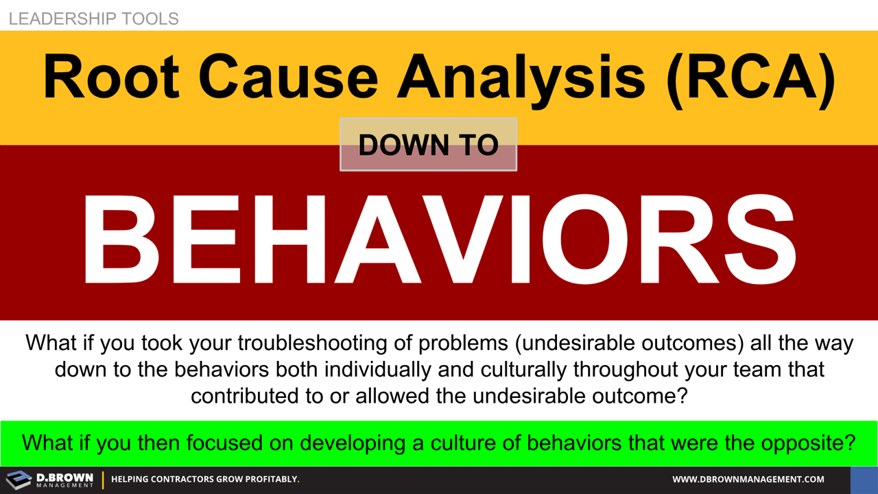 D. Brown Management - Root Cause Analysis to Behavior Level