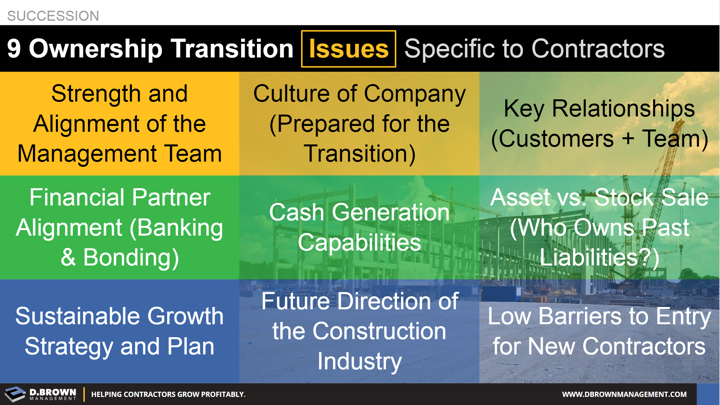 Succession: 9 Ownership Transition Issues Specific to Contractors.