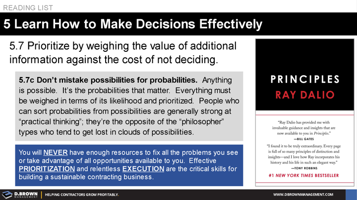 Reading List: Learn How to Make Decisions Effectively. Book: Principles by Ray Dalio.